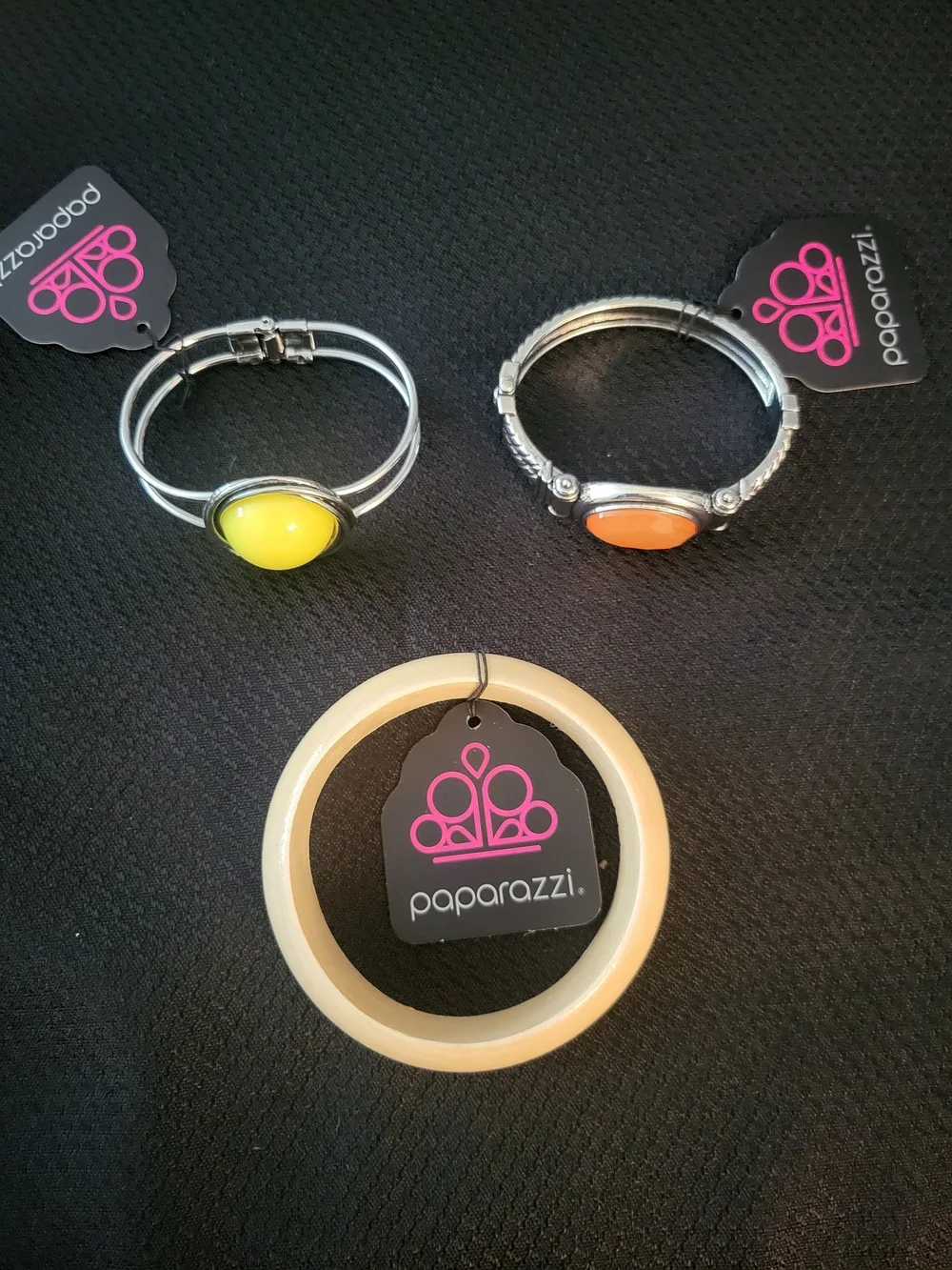 paparazzi Yellow and Orange Stone Bracelet Set with Cream Bangle